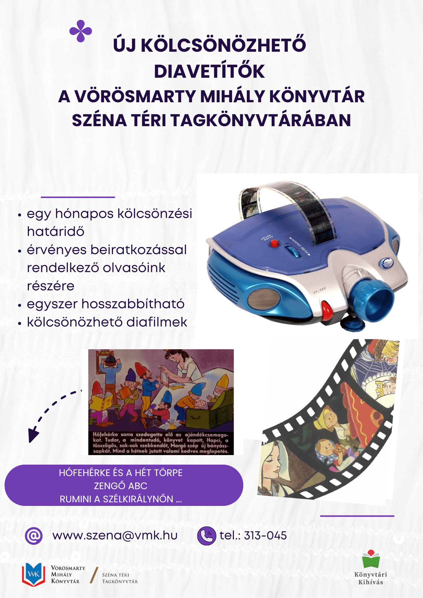 Kölcsönözhető diavetítők a Széna Téri Tagkönyvtárban