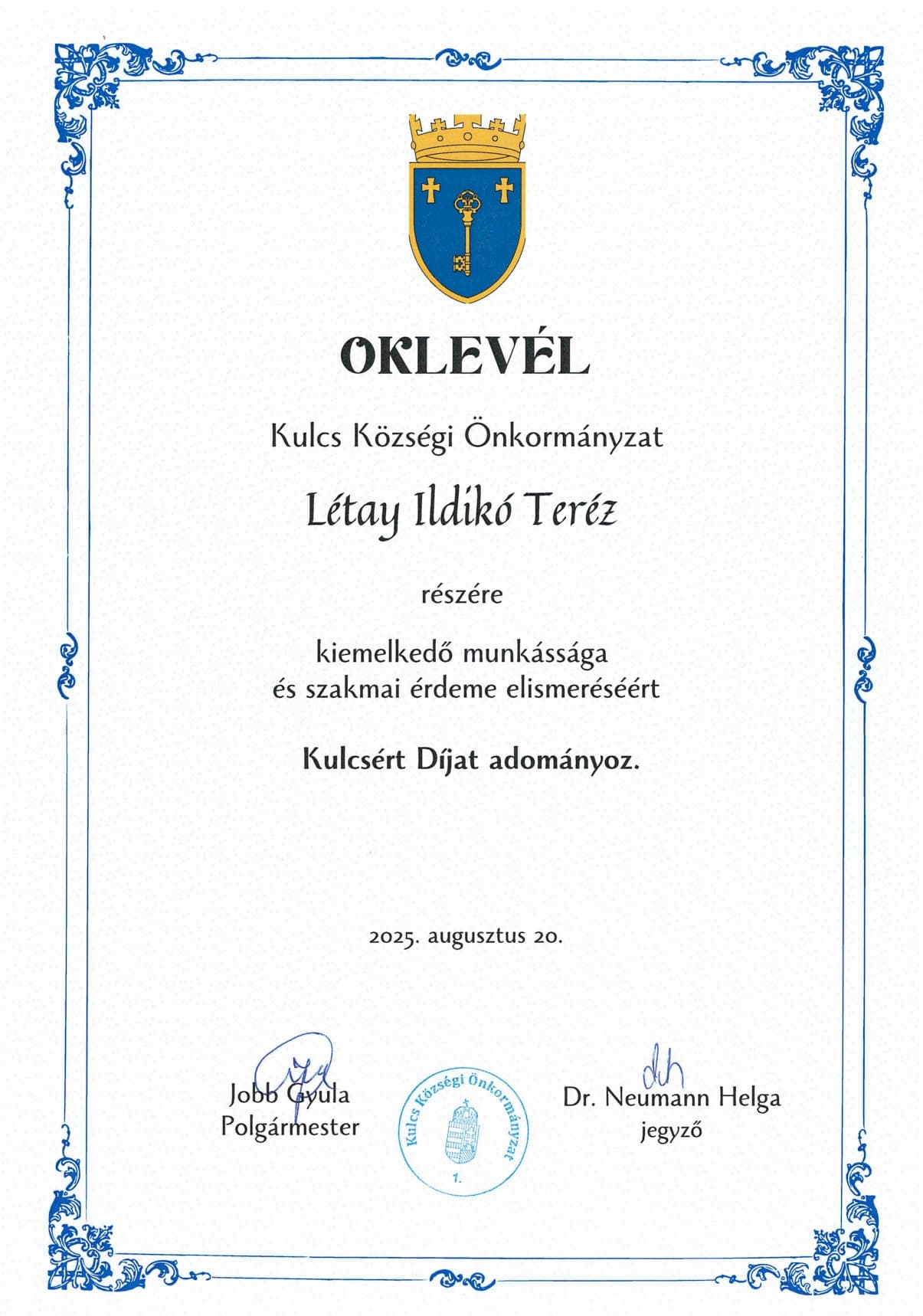 Kulcsért Díj