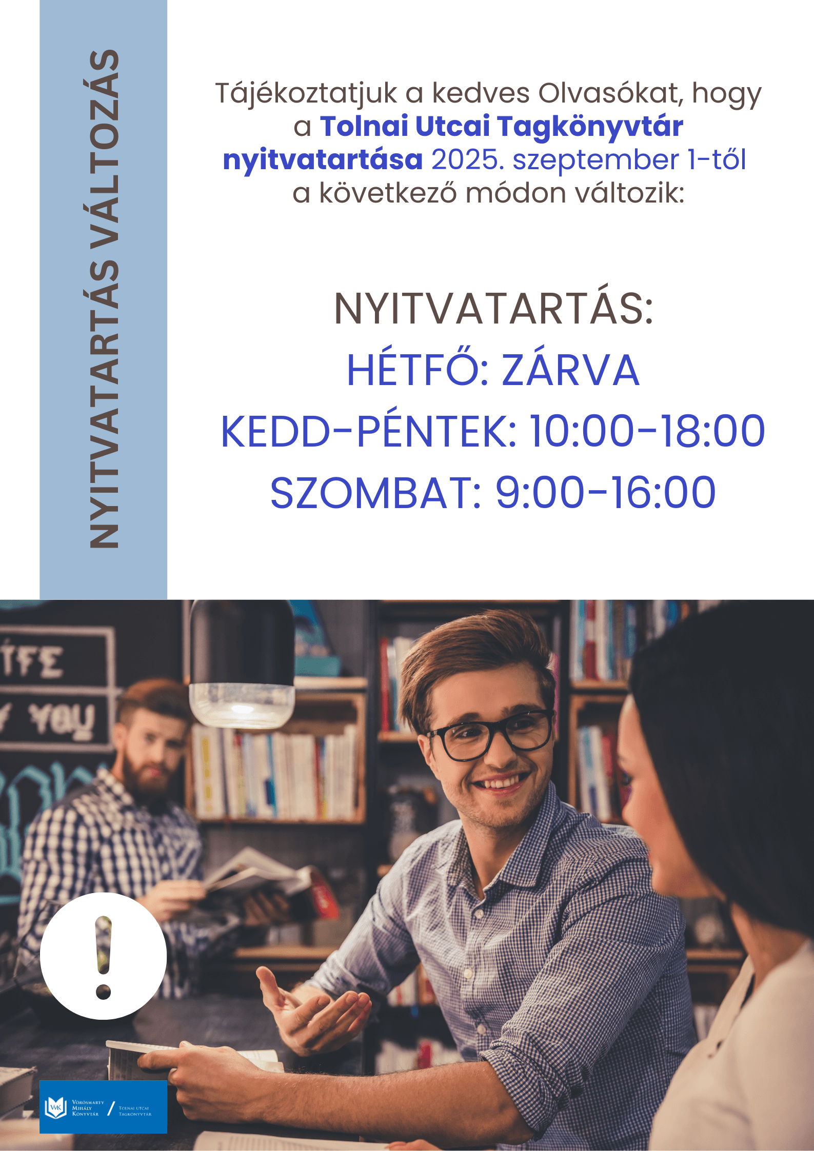 Nyitvatartás változás