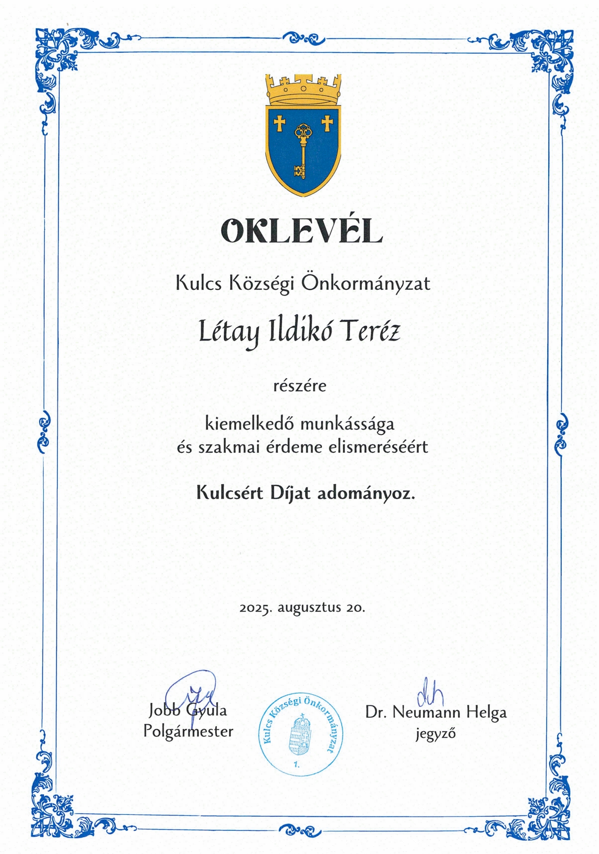 Kulcsért Díj